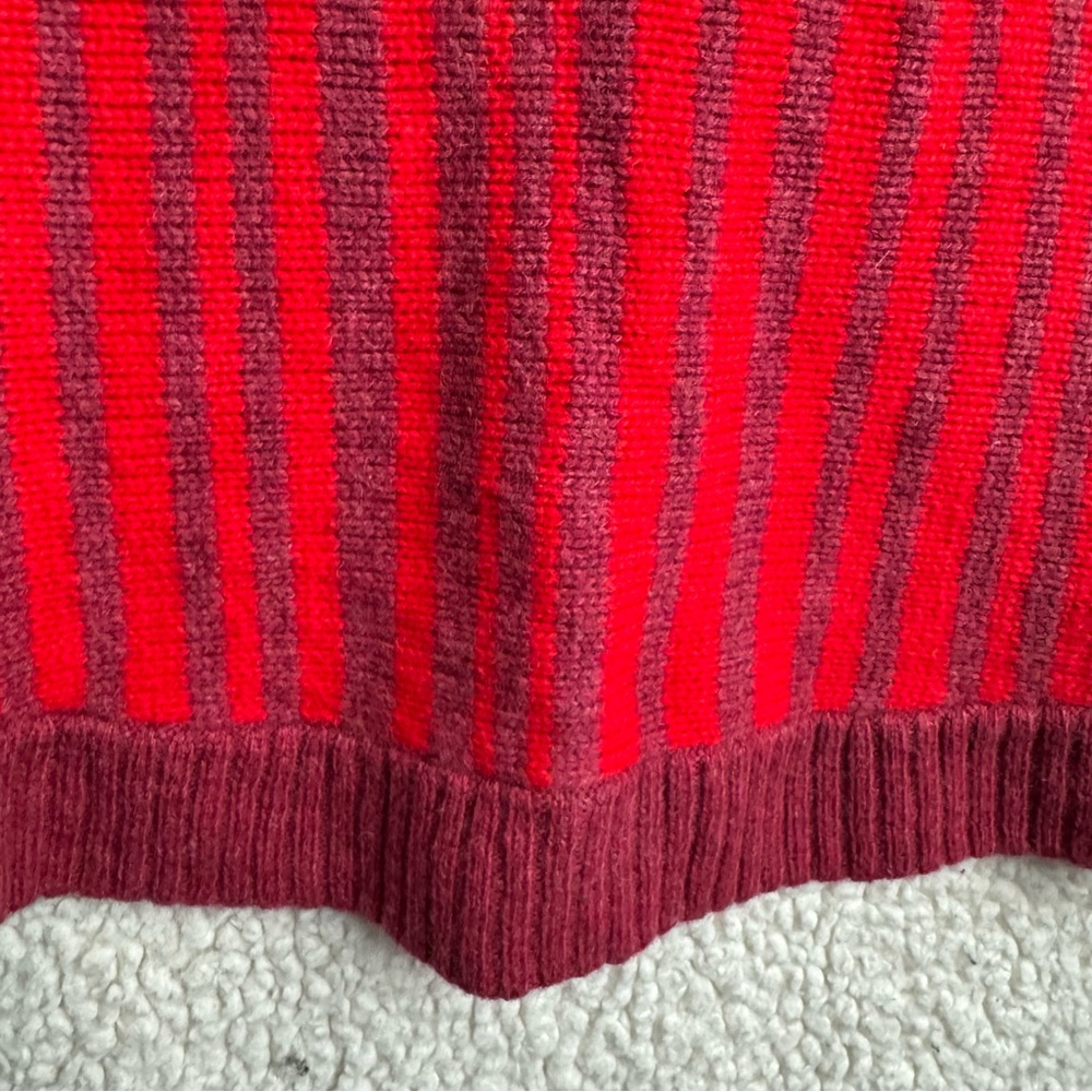 Marc Jacobs Red Striped Cardigan Lambswool Fitted Scandi Chic Button Front M - Picture 6 of 9